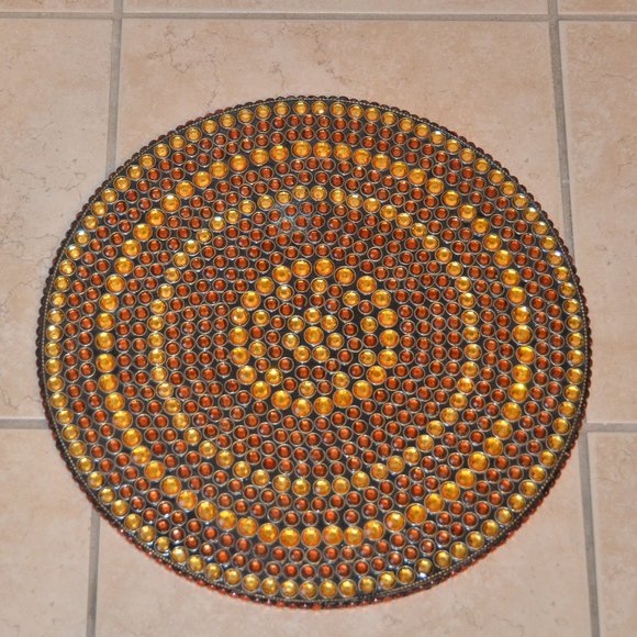 KIM SEYBERT HOLIDAY FALL BROWN GOLD CRYSTAL BEADED PLACEMAT CHARGER CENTERPIECE - Picture 1 of 10